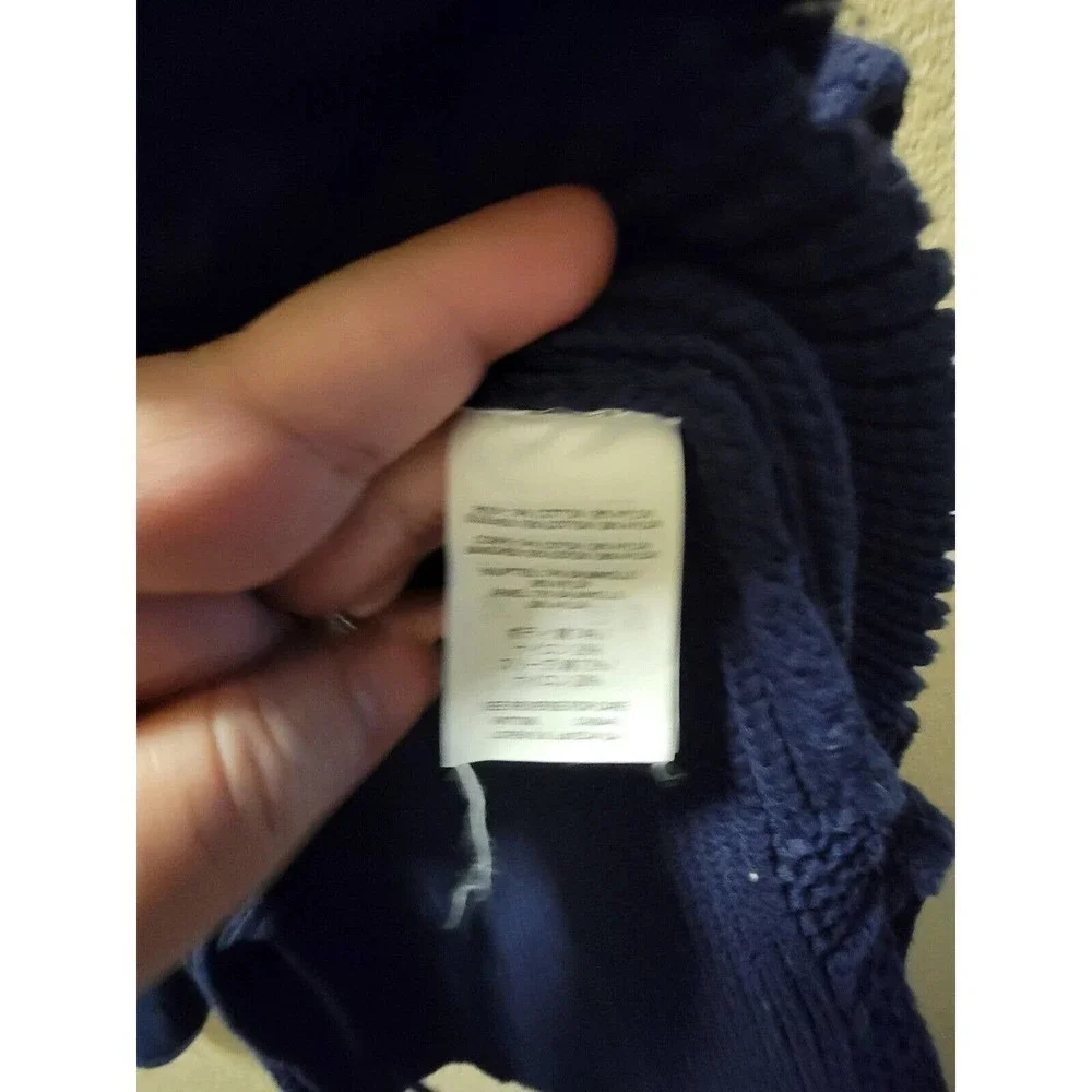 J. Crew| Navy Side Tie Crew Neck Sweater Sz S Thick Knit Fall Winter Preppy - Picture 4 of 5